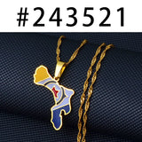 Anniyo Bonaire Map and Flag Pendant Necklaces Jewelry #243521