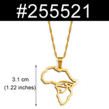 Anniyo Africa Map and Egypt Eye Charm Pendant Necklace The Eye Ancient Egyptian Symbol Jewelry #255521