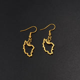 Anniyo Iran Map Earrings for Women Girls Jewelry Stainless Steel Iranian Outline Earring #246321