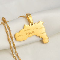 Anniyo Ethiopia Tigray Region With Cities Pendant Necklaces African Jewelry for Women Girls #180421