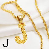Anniyo A-Z Letters Necklaces Women Men Gold Plated Initial Pendant Rope Chain English Letter Jewelry Alphabet African #058002B