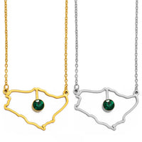 Anniyo Saudi Arabia Map With Green Stone Gold Color Charm Pendant Necklace Kingdom of Saudi Arabia Jewelry Women Girls  #174121