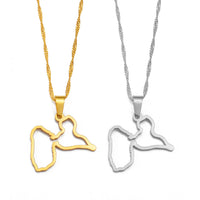 Anniyo Map of Guadeloupe Pendants Necklaces for Women Jewelry France Guadeloupe Map Heart and Contour Design @259121