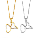 Anniyo Map of Guadeloupe Pendants Necklaces for Women Jewelry France Guadeloupe Map Heart and Contour Design @259121