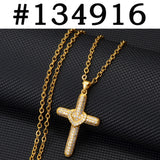 Anniyo Cross Necklaces Women Girl Charms Pendant Cubic Zirconia Crosses Jewelry CZ Christian Catholic Religious Ornaments#134916