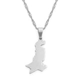 Anniyo Pakistan Map Pendant Necklaces Stainless Steel and Silver Color/Gold Color Pakistani Ethnic Jewelry #111321