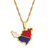 Anniyo Sint Maarten & Saint-Martin Island Map Pendant Necklace Saint Martin Gold Color Jewelry Netherlands #204221