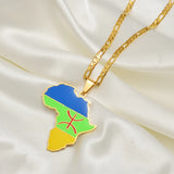 Anniyo Africa Map Berbers Pendant Necklaces African Berber Jewelry for Women Men #250021