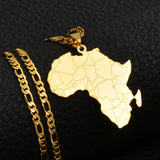 Anniyo Hip-hop Style Africa Map Pendant Necklaces Gold Silver Color Jewelry For Women Men African Maps Jewellery  #043821