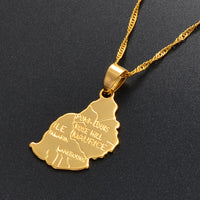 Anniyo Ile Maurice Map Pendant Necklace Women Men Gold Color Jewelry The Republic of Mauritius Maps Necklaces @002410