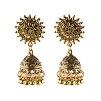 Retro Indian Bollywood Kundan Jhumka Jhumki Three-layer Drop Earrings For Women Boho Ethnic Gypsy Fashion Wedding Wear Jewelry