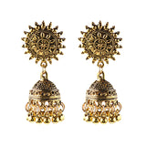 Retro Indian Bollywood Kundan Jhumka Jhumki Three-layer Drop Earrings For Women Boho Ethnic Gypsy Fashion Wedding Wear Jewelry