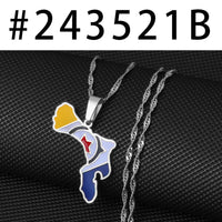 Anniyo Bonaire Map and Flag Pendant Necklaces Jewelry #243521