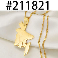 Anniyo Bangladesh Map Pendant Necklaces Gold Color/Silver Color Bangladeshi Maps Chains Bengali #211821