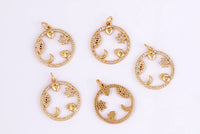 Nature Stone Black Agate Sun Star Love Compass Charm Pendant,18K Gold Plated,Jewelry Necklace Bracelet Accessories Supplies M56