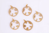 Nature Stone Black Agate Sun Star Love Compass Charm Pendant,18K Gold Plated,Jewelry Necklace Bracelet Accessories Supplies M56