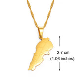 Anniyo Liban Map With Cities Pendants Necklaces Gold Color Jewelry Lebanon Map Chain Necklaces #203621