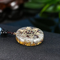 Orgone Energy Pendent Garnet Necklace Orgonite Labradorite Om Crystal Pendant Necklace for Women Men Yoga Healing Jewelry Gift
