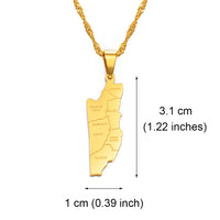 Anniyoc Belize Map Cities Pendant Necklaces for Women Gold Color Charm Belize's Maps Jewelry #168821