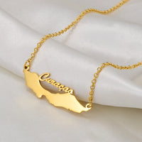 Anniyo 4CM Stainless Steel Curacao Map Pendant and Necklaces Gold Color/Silver Color Charm Jewellery for Women Girls @230621