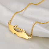 Anniyo 4CM Stainless Steel Curacao Map Pendant and Necklaces Gold Color/Silver Color Charm Jewellery for Women Girls @230621