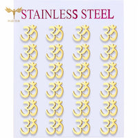 12 Pairs Aum Om Ohm Symbol Stud Earrings Women Indian Yoga Sport Jewelry Earings Set Wholesale Stainless Steel Ornament Gifts