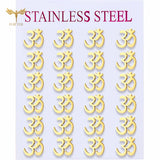12 Pairs Aum Om Ohm Symbol Stud Earrings Women Indian Yoga Sport Jewelry Earings Set Wholesale Stainless Steel Ornament Gifts