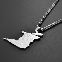 Anniyo (3.5cm Big) Trinidad and Tobago Map City Name Pendant Necklaces Women Men Stainless Steel Ethnic Jewelry #119421B