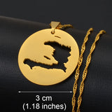 Anniyo Haiti Maps Pendant Necklaces for Men Women Girls Haitian Map Jewelry @133821