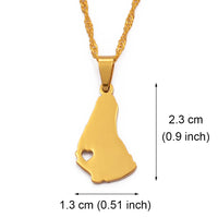 Anniyo 2.3CM Silver Color/Gold Color Map of the Barbados Island Pendant Necklaces Heart Barbados Maps Jewelry #122521
