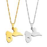 Anniyo Map of Guadeloupe Pendants Necklaces for Women Jewelry France Guadeloupe Map Heart and Contour Design @259121