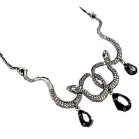Goth Entwined Snakes Water Drop Crystal Necklace Gothic Punk Jewelry Statement Party Grunge Pendant Witcher Charm Fashion Gift