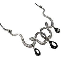 Goth Entwined Snakes Water Drop Crystal Necklace Gothic Punk Jewelry Statement Party Grunge Pendant Witcher Charm Fashion Gift