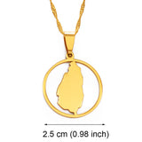 Anniyo Round Saint Lucia Map Pendant Necklace for Women Girl Gold Color Jewelry St. Lucia Chains Jewellery #203021