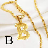 Anniyo A-Z Letters Necklaces Women Men Gold Plated Initial Pendant Rope Chain English Letter Jewelry Alphabet African #058002B