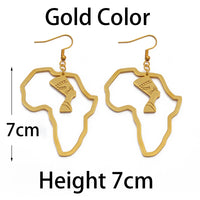 Anniyo Gold Color Stainless Steel Egyptian Queen Nefertiti Earrings African Map Big Earrings Jewelry Africa Ethnic  #116821