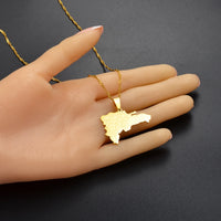 Anniyo Dominican Map With Cities Pendant Necklaces Jewelry Gold Color and Silver Color #123521
