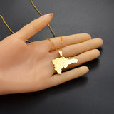 Anniyo Dominican Map With Cities Pendant Necklaces Jewelry Gold Color and Silver Color #123521
