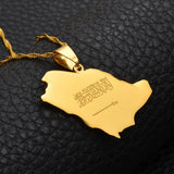 Anniyo Saudi Arabia Map Flag Charm Pendant Necklace Silver Color/Gold Color Kingdom of Saudi Arabia Jewelry Women Girls  #001321