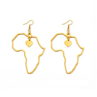Anniyo 7CM/2.6CM/3.5CM Africa Map Big Earrings Exaggerate Earring Heart African Jewelry Traditional Ethnic Hyperbole #232721