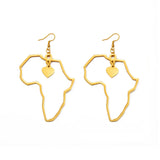 Anniyo 7CM/2.6CM/3.5CM Africa Map Big Earrings Exaggerate Earring Heart African Jewelry Traditional Ethnic Hyperbole #232721