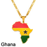 Anniyo 3.8CM Hip-hop Africa Map Pendant Necklace Jewelry Ghana Nigeria Congo Sudan Somalia Uganda Zimbabwe Zambia Liberia#207921