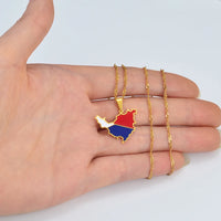 Anniyo Sint Maarten & Saint-Martin Island Map Pendant Necklace Saint Martin Gold Color Jewelry Netherlands #204221
