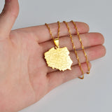 Anniyo 3.1CM Polska Map & City Name Pendant Necklaces for Women Girls Jewelry Maps of Poland Chains #244621