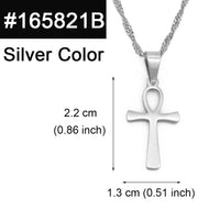 Anniyo  Small Cross Pendant Ankh Necklace Woman Girls Gold Color/Silver Color African Charm Jewelry Egypt Nile Key Chain #165821