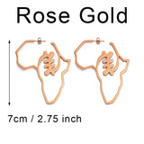 Anniyo Bigger Africa Map Earrings Gold Color Stainless Steel Adinkra Nyame Big Earrings Stud Ethnic large Jewelry Symbol #131221