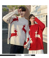 Christmas Sweater Women Autumn Winter Korean Loose Pullover Deer Sweater Men and Woman Oversized Sweaters Couples