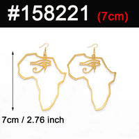 Anniyo African Map Ancient Egyptian Eye of Horus Exaggerate Larger Earring Amulet Egypt Traditional Ethnic Hyperbole #158221