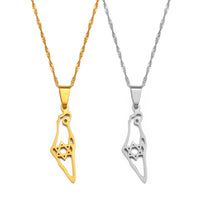 Anniyo 3.5CM Israel Map Pendant Necklaces Women ,Silver Color/Gold Color Jewelry #240621