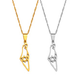 Anniyo 3.5CM Israel Map Pendant Necklaces Women ,Silver Color/Gold Color Jewelry #240621